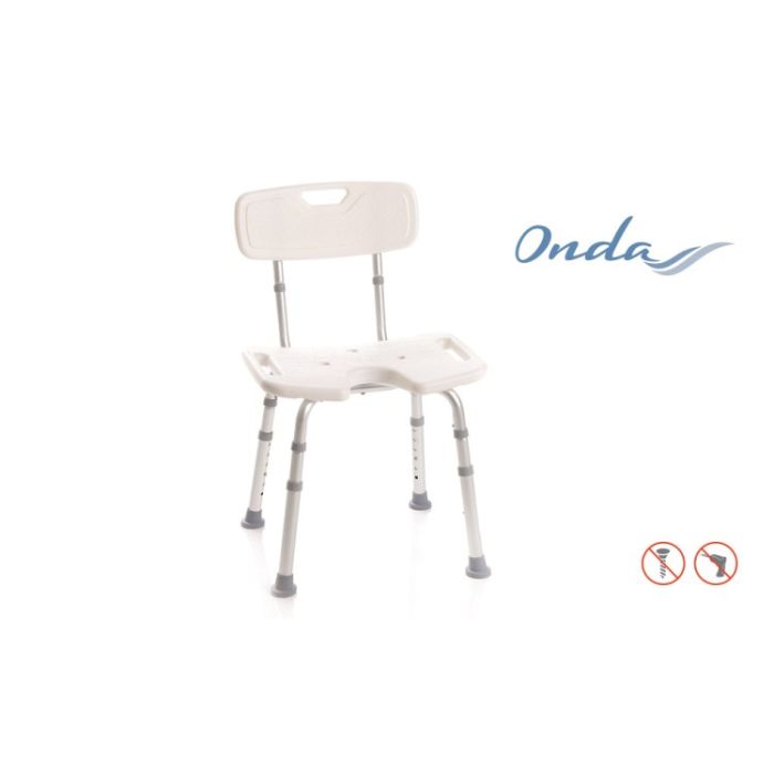 Stolac za tuširanje s naslonom i higijenskim prorezom