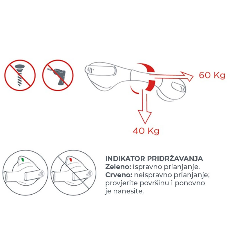 Vakum rukohvat za kupaonicu, 50cm